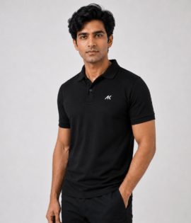 AK Mens Premium Regular fit Black Polo T-Shirt , Short Sleeve