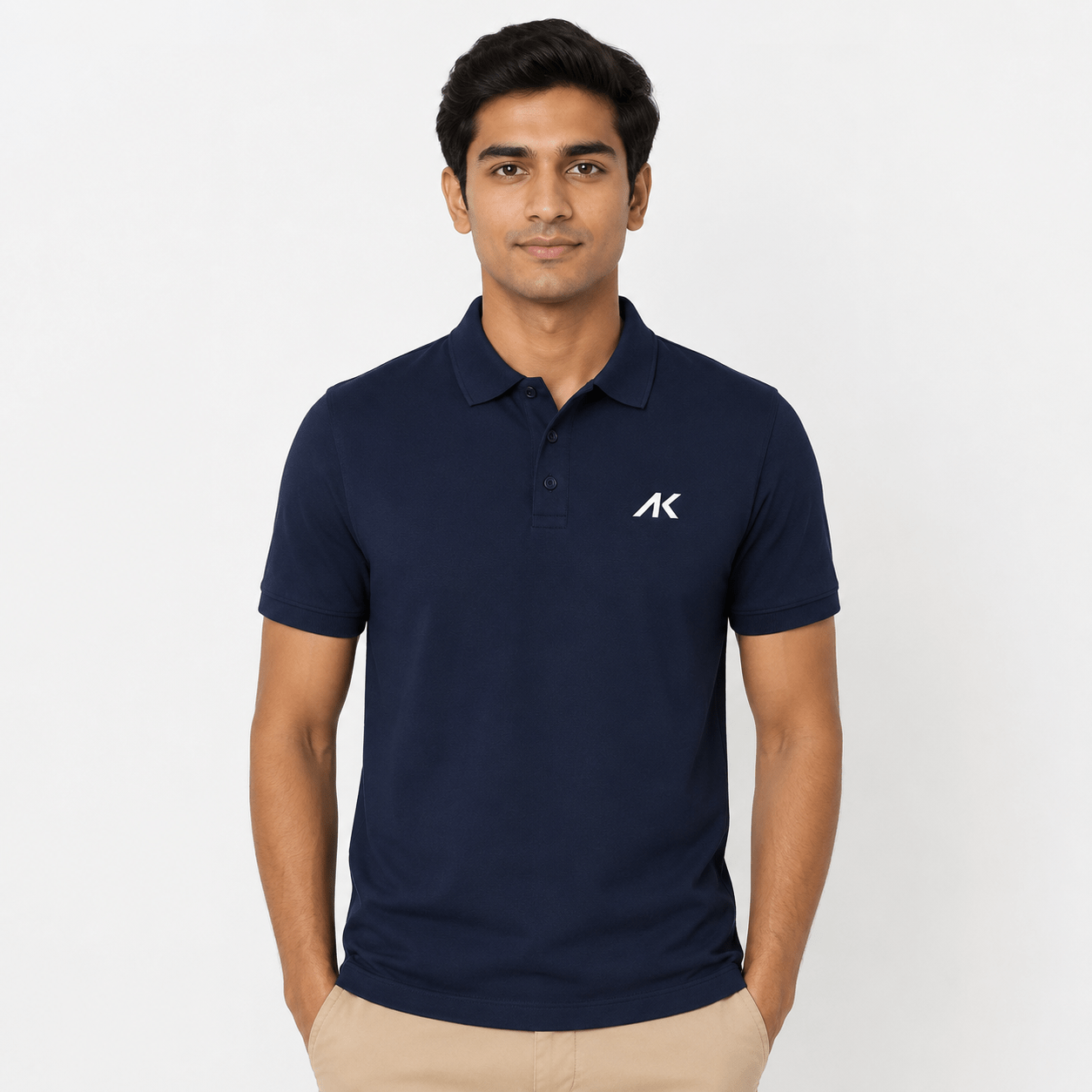 AK Mens Premium Regular fit Navy Blue Polo T-Shirt , Short Sleeve - Image 4