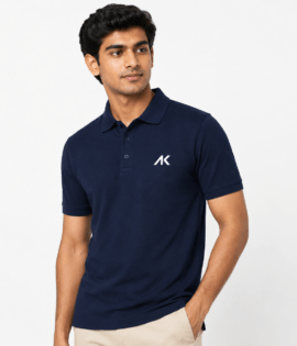 AK Mens Premium Regular fit Navy Blue Polo T-Shirt , Short Sleeve