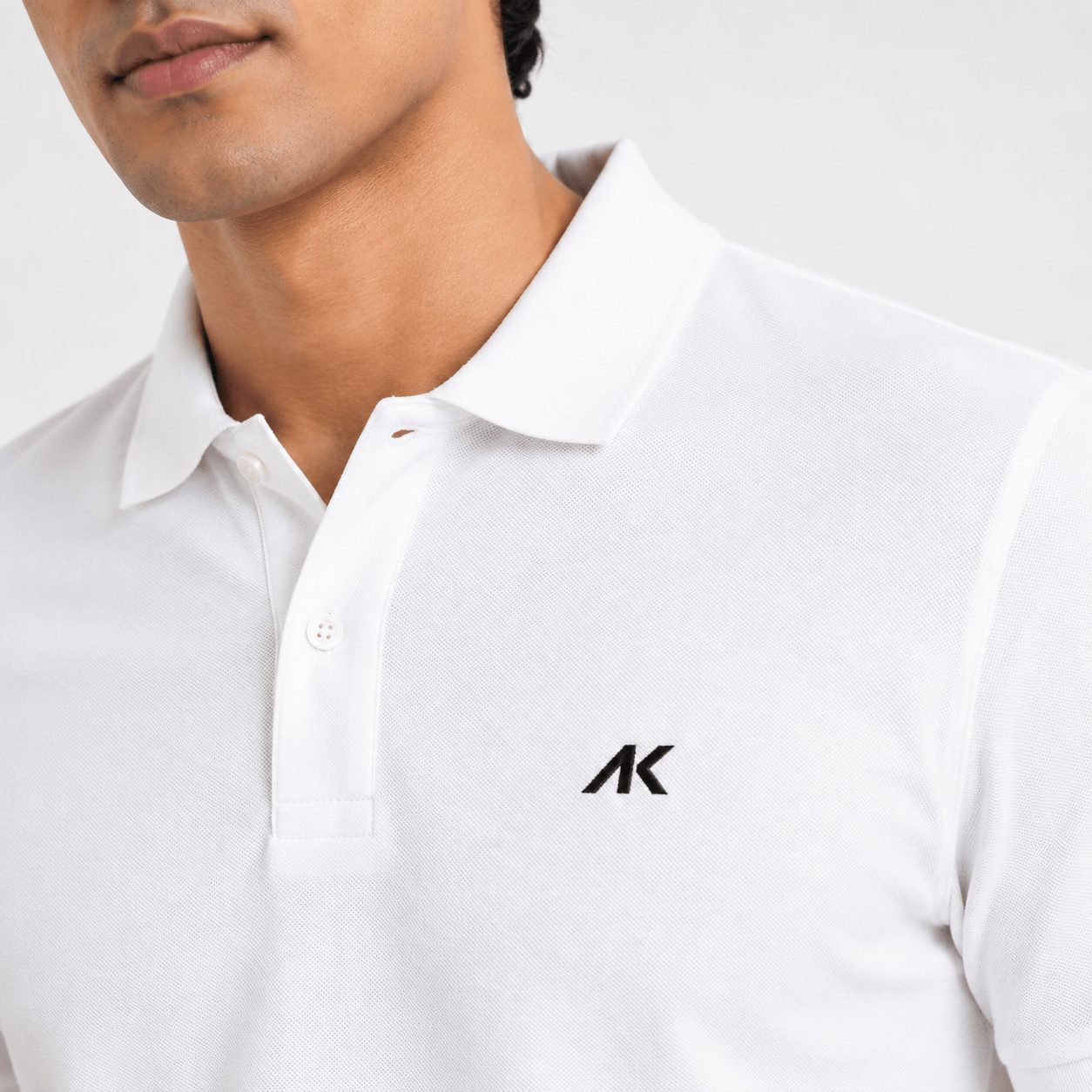 AK Mens Premium Regular fit White Polo T-Shirt , Short Sleeve - Image 2