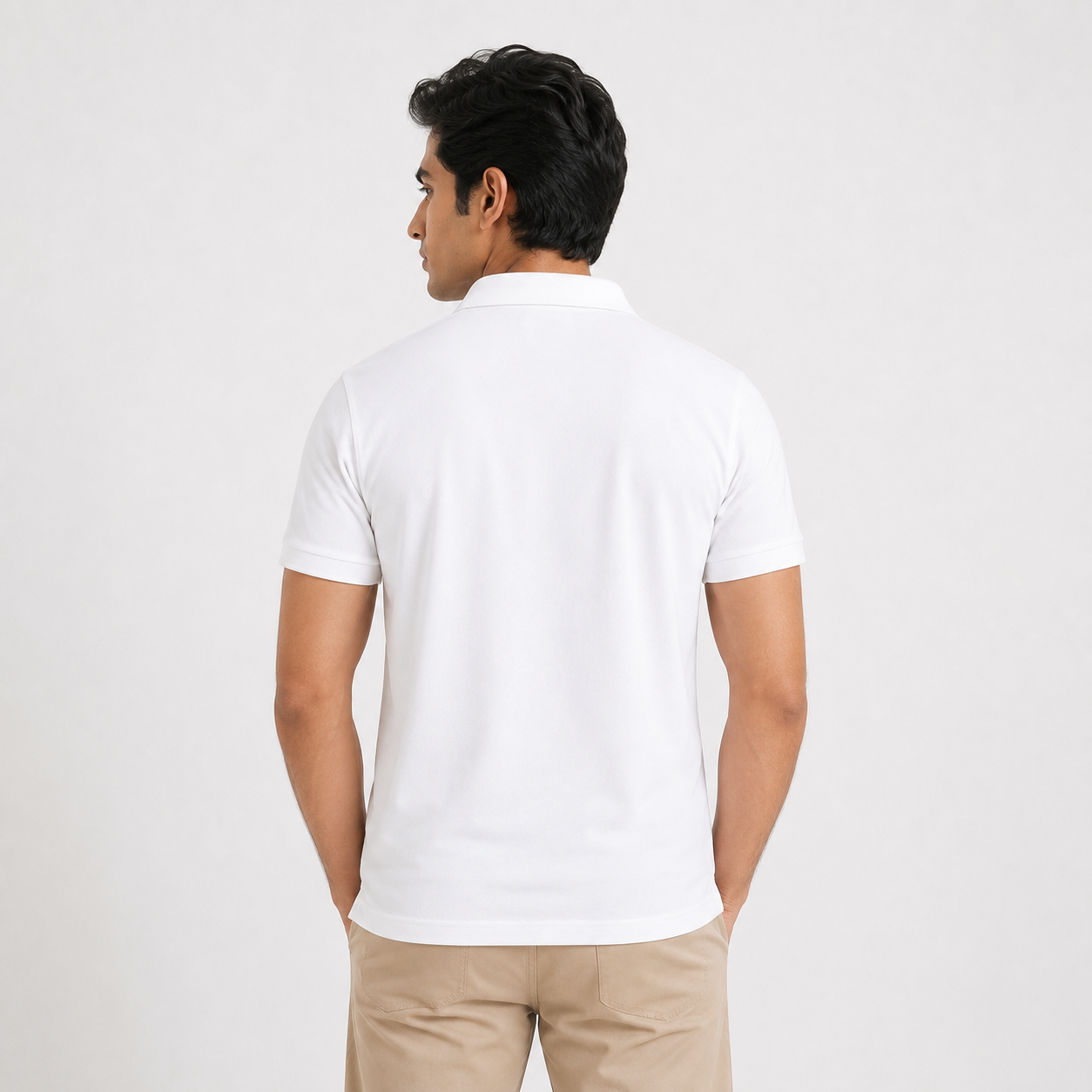 AK Mens Premium Regular fit White Polo T-Shirt , Short Sleeve - Image 4