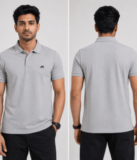 AK Mens Premium Regular fit aluminium Polo T-Shirt , Short Sleeve