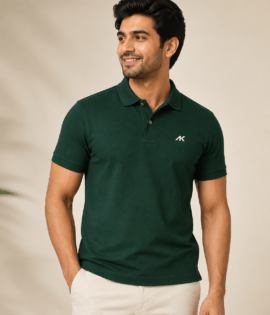 AK Mens Premium Regular fit Pine Green Polo T-Shirt , Short Sleeve
