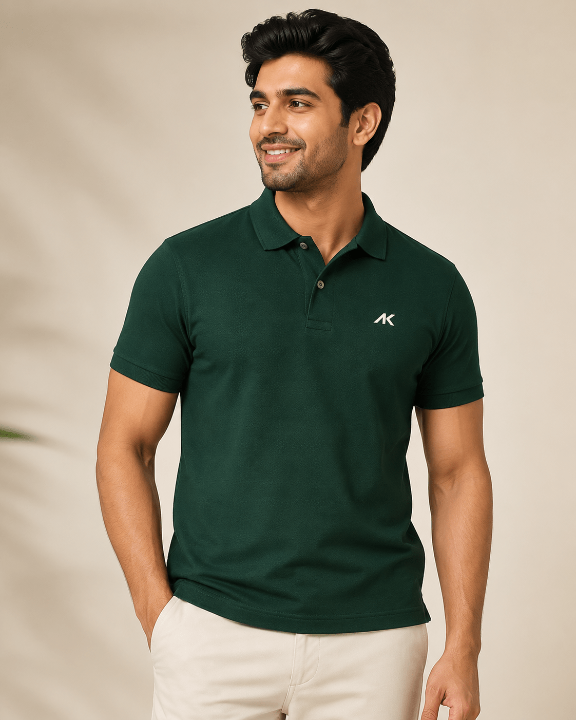 AK Mens Premium Regular fit Pine Green Polo T-Shirt , Short Sleeve