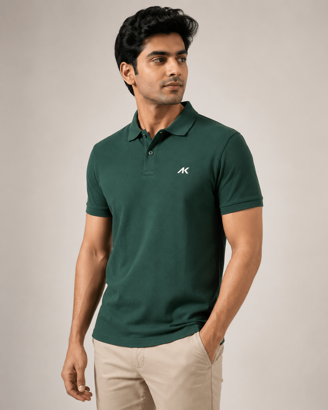 AK Mens Premium Regular fit Pine Green Polo T-Shirt , Short Sleeve - Image 4