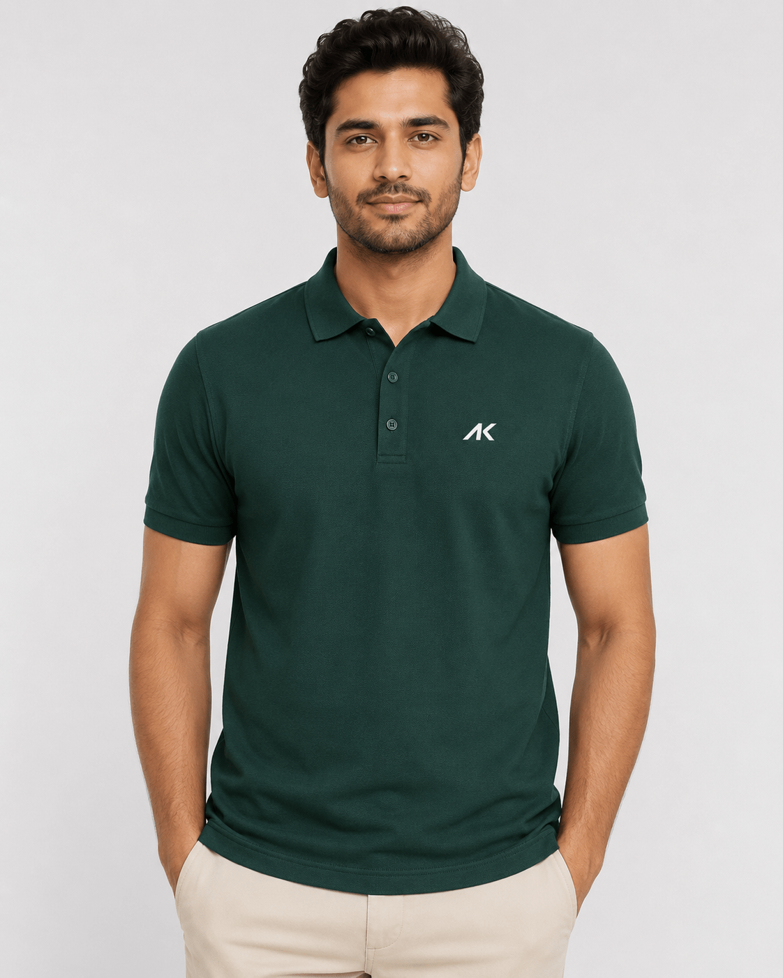 AK Mens Premium Regular fit Pine Green Polo T-Shirt , Short Sleeve - Image 2